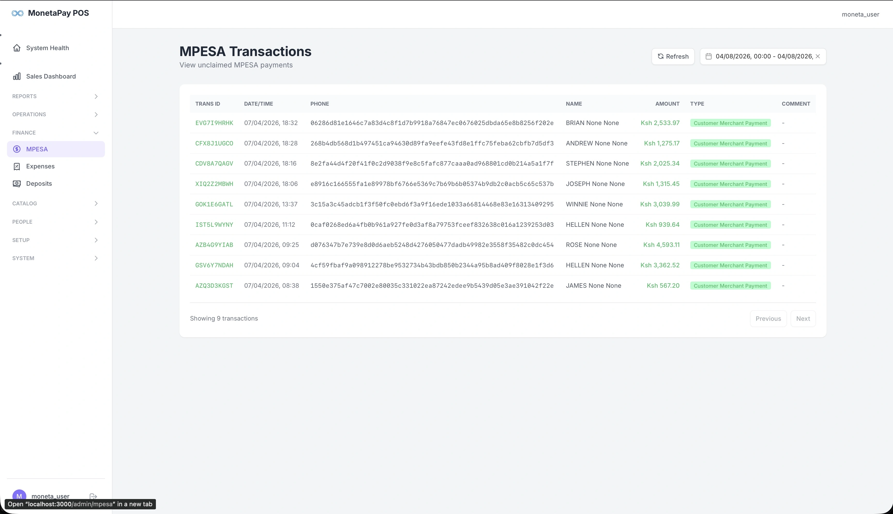 MPESA Transactions