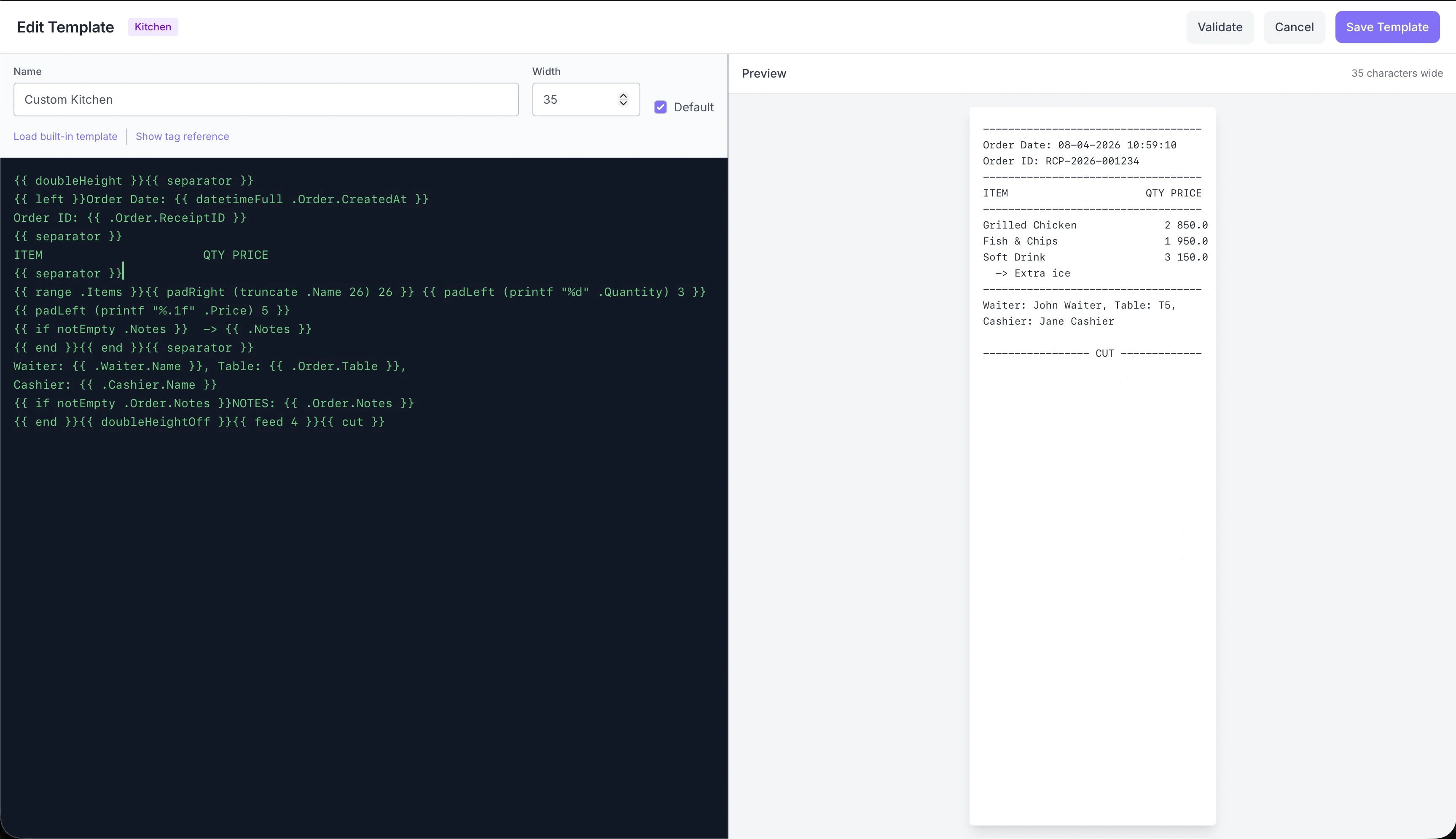 Template Editor